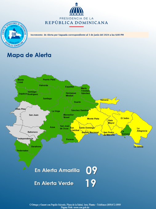 28 provincias en alerta por vaguada | RD