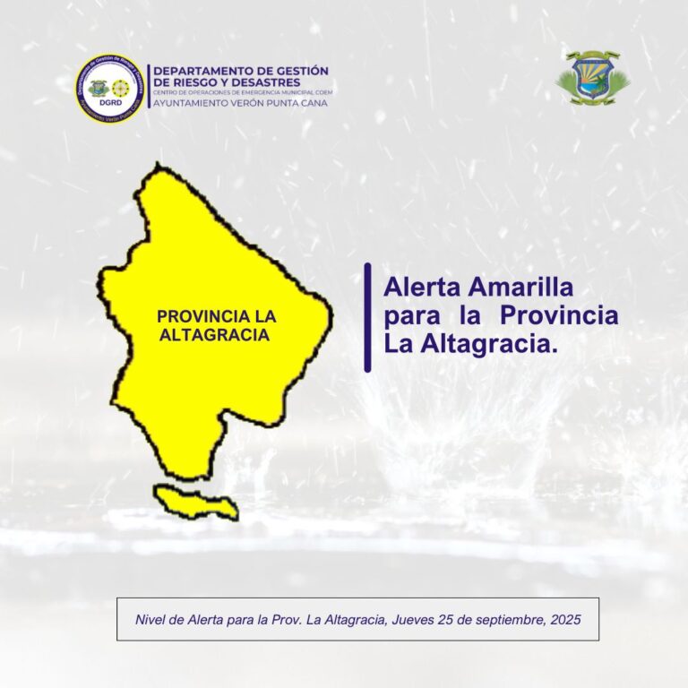 Suspenden clases en Verón Punta Cana ante alerta de lluvias; Indomet prevé más de 200 mm