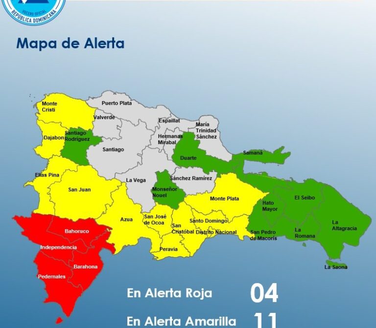 COE mantiene a once las provincias en alerta amarilla, 11 en verde y 4 en roja  por efectos indirectos de Melissa